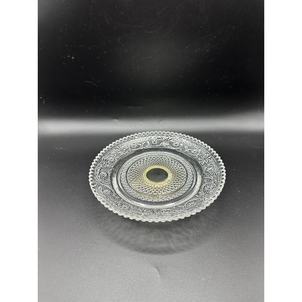 Vintage Pressed Glass raised Dish Scalloped Pedestal Tidbit Tray Clear 6 Inch